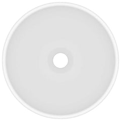 vidaXL Luxury Bathroom Basin Round Matt White 32.5x14 cm Ceramic 3