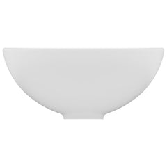 vidaXL Luxury Bathroom Basin Round Matt White 32.5x14 cm Ceramic 4