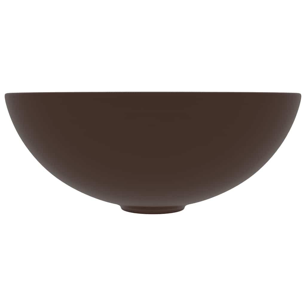 vidaXL Bathroom Sink Ceramic Dark Brown Round 3