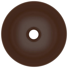vidaXL Bathroom Sink Ceramic Dark Brown Round 4