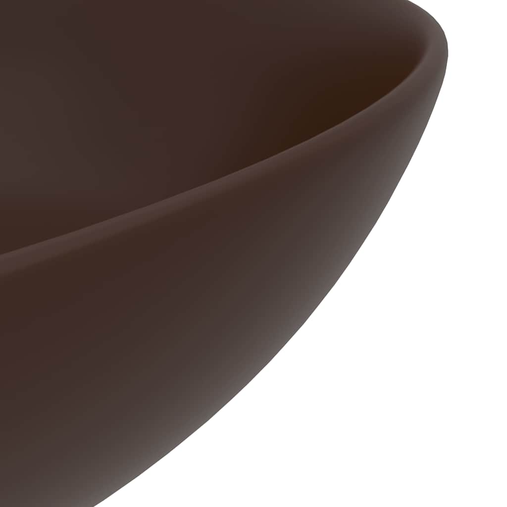 vidaXL Bathroom Sink Ceramic Dark Brown Round 5