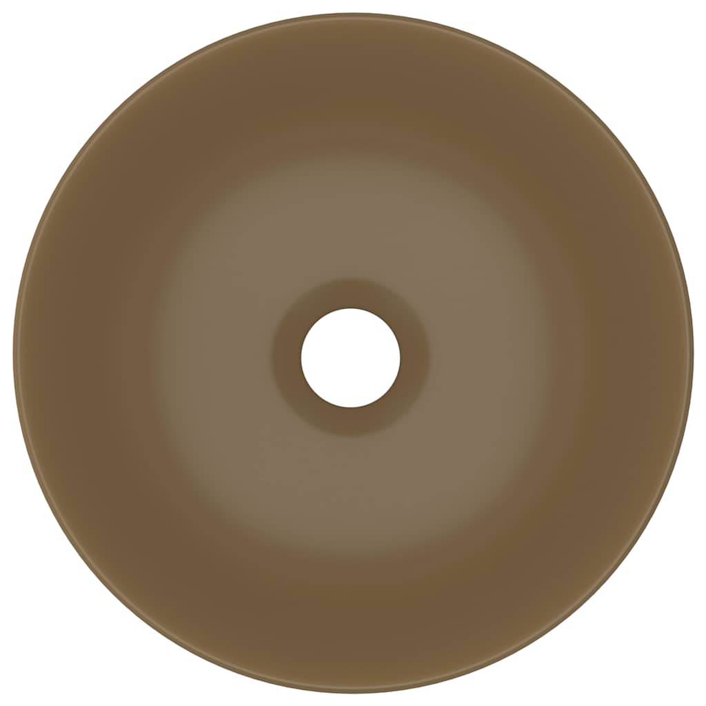 vidaXL Bathroom Sink Ceramic Matt Cream Round 4