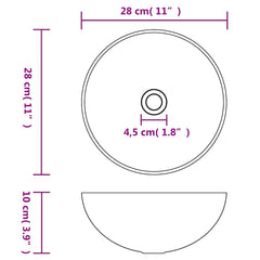 vidaXL Bathroom Sink Ceramic Matt Cream Round 6