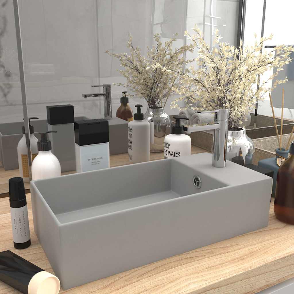 vidaXL Bathroom Sink with Overflow Ceramic