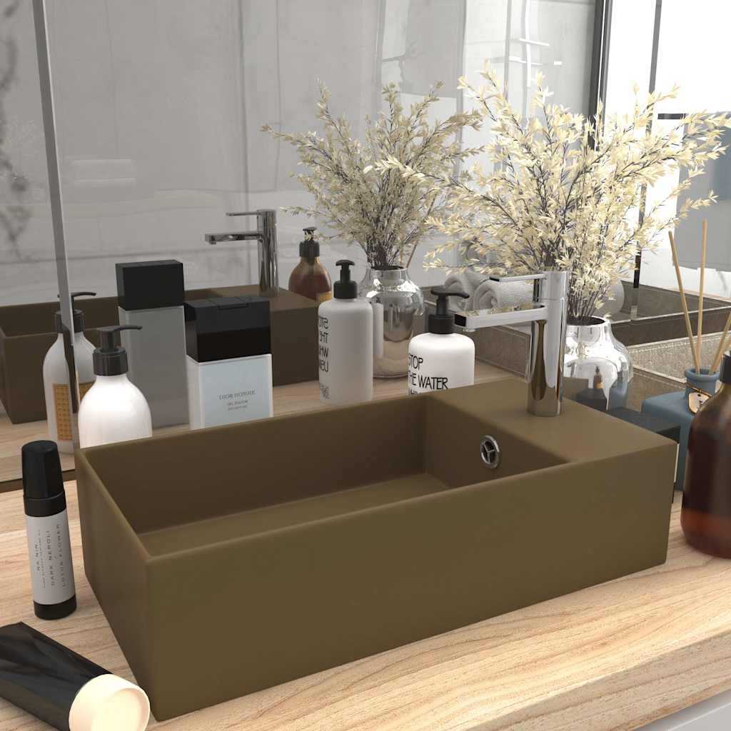 vidaXL Bathroom Sink with Overflow Ceramic