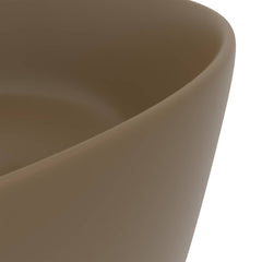 vidaXL Luxury Wash Basin Round Matt Cream 40x15 cm Ceramic 5