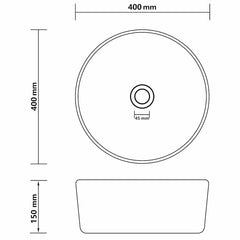 vidaXL Luxury Wash Basin Round Matt Cream 40x15 cm Ceramic 6