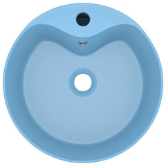 vidaXL Luxury Wash Basin with Overflow Matt Light Blue 36x13 cm Ceramic 3