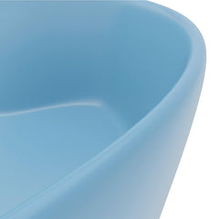 vidaXL Luxury Wash Basin with Overflow Matt Light Blue 36x13 cm Ceramic 6