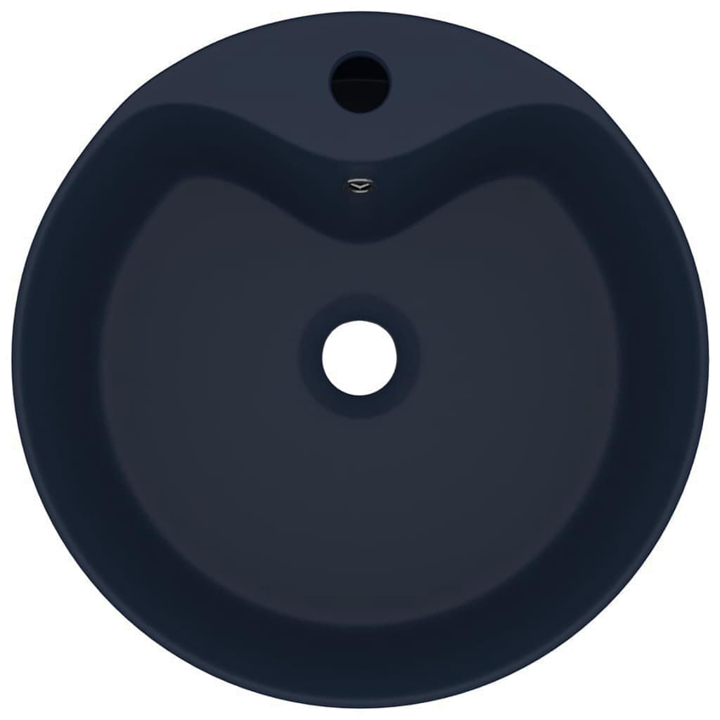 vidaXL Luxury Wash Basin with Overflow Matt Dark Blue 36x13 cm Ceramic 4