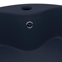 vidaXL Luxury Wash Basin with Overflow Matt Dark Blue 36x13 cm Ceramic 5