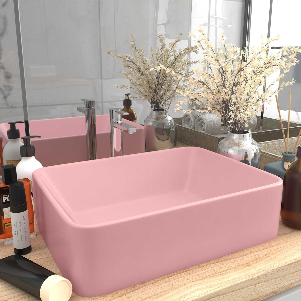 Luxury Wash Basin Matt Pink in Matte Pink