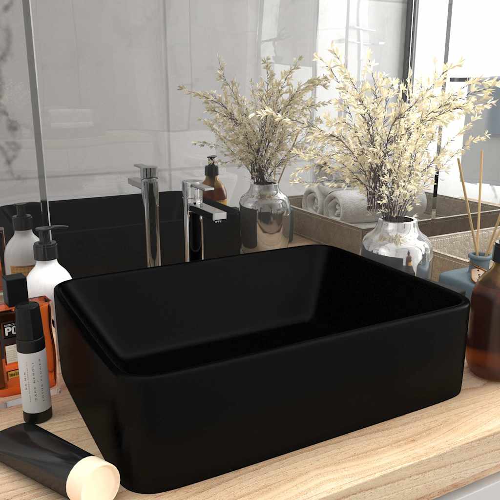 Luxury Wash Basin Matt Pink in Matte Black