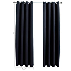 vidaXL Blackout Curtains with Rings 2 pcs Black 137x213 cm Fabric 6