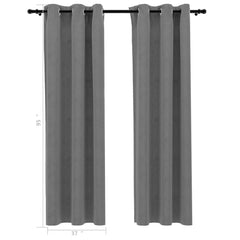 Blackout Curtains with Rings 2 pcs Grey 37"x95" Velvet