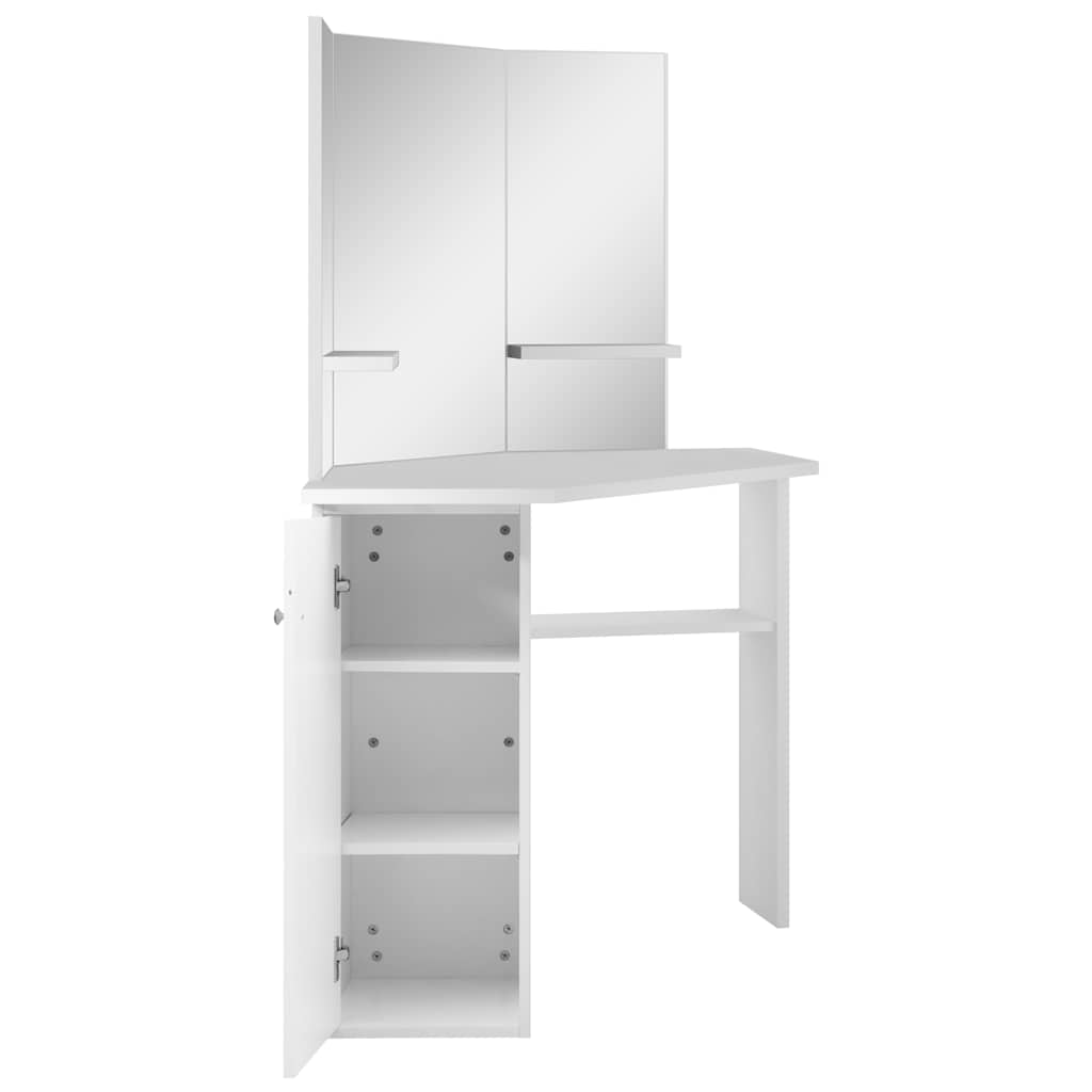 vidaXL Corner Dressing Table Cosmetic Table Make-up Table White 5