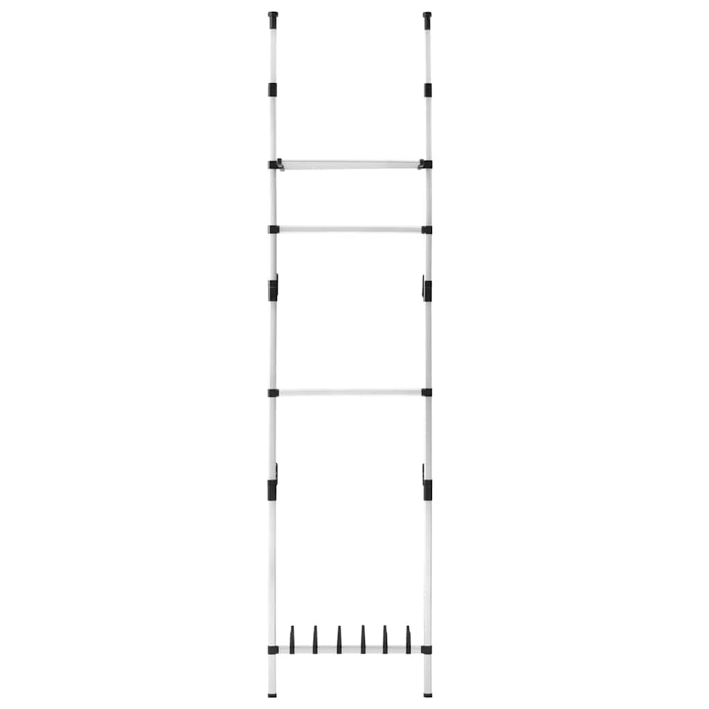 vidaXL Telescopic Wardrobe System | Silver and black | Aluminium, plastic 6