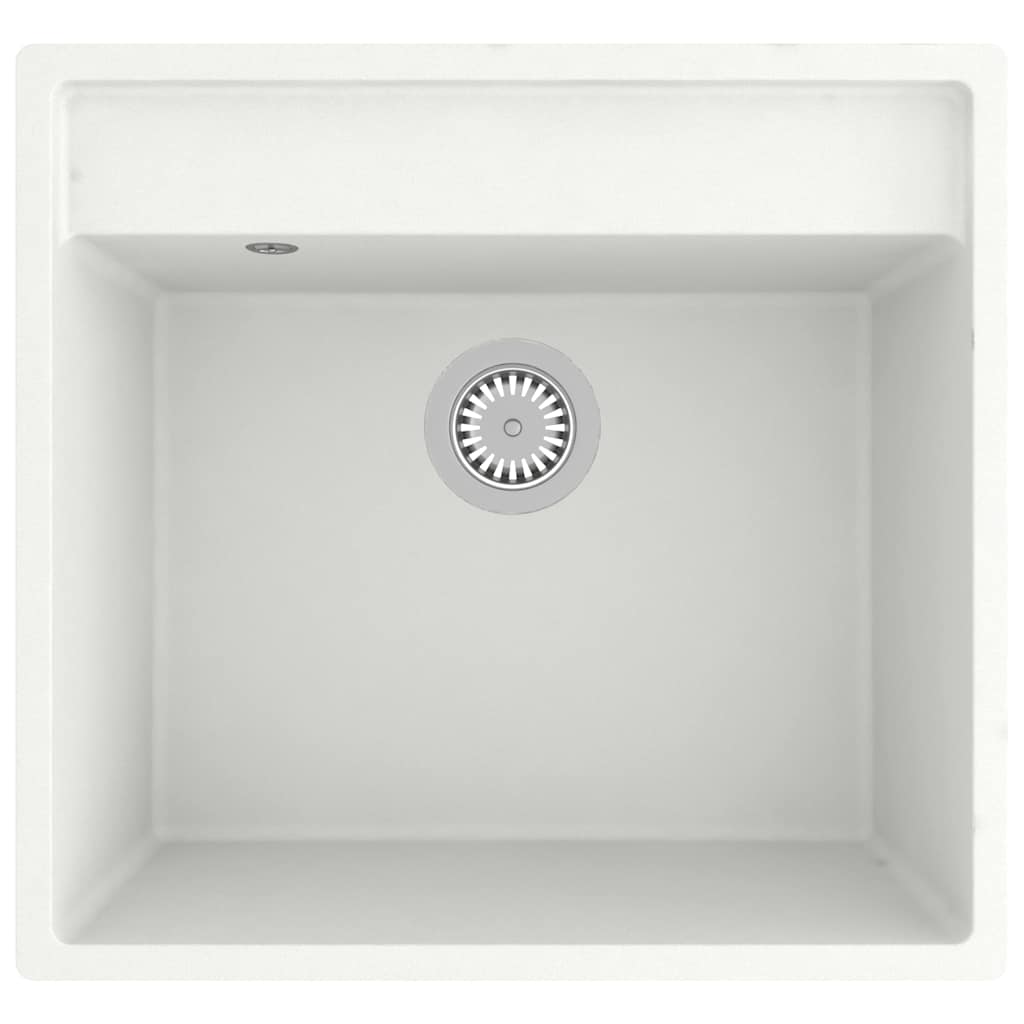 147064 vidaXL Kitchen Sink with Overflow Hole White Granite 2