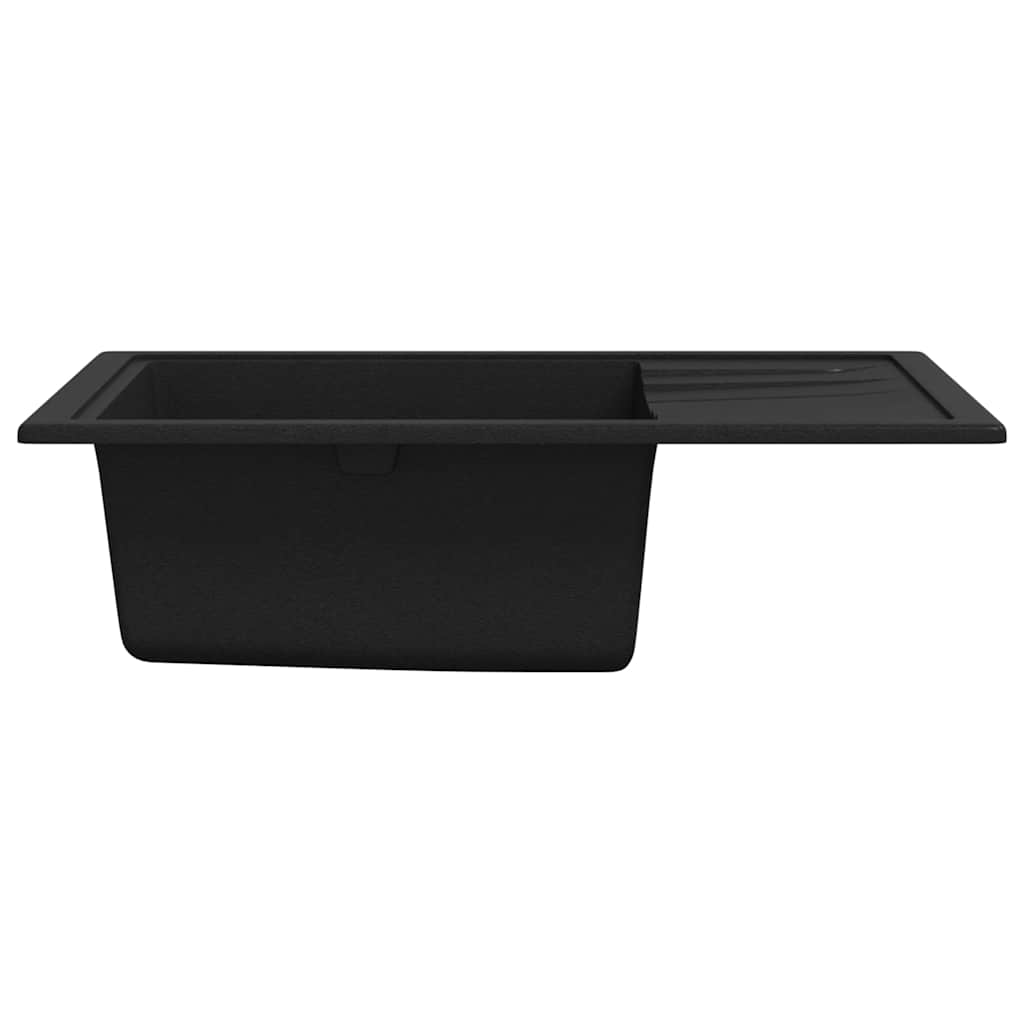 Kitchen Sink with Overflow Hole Oval Granite Black