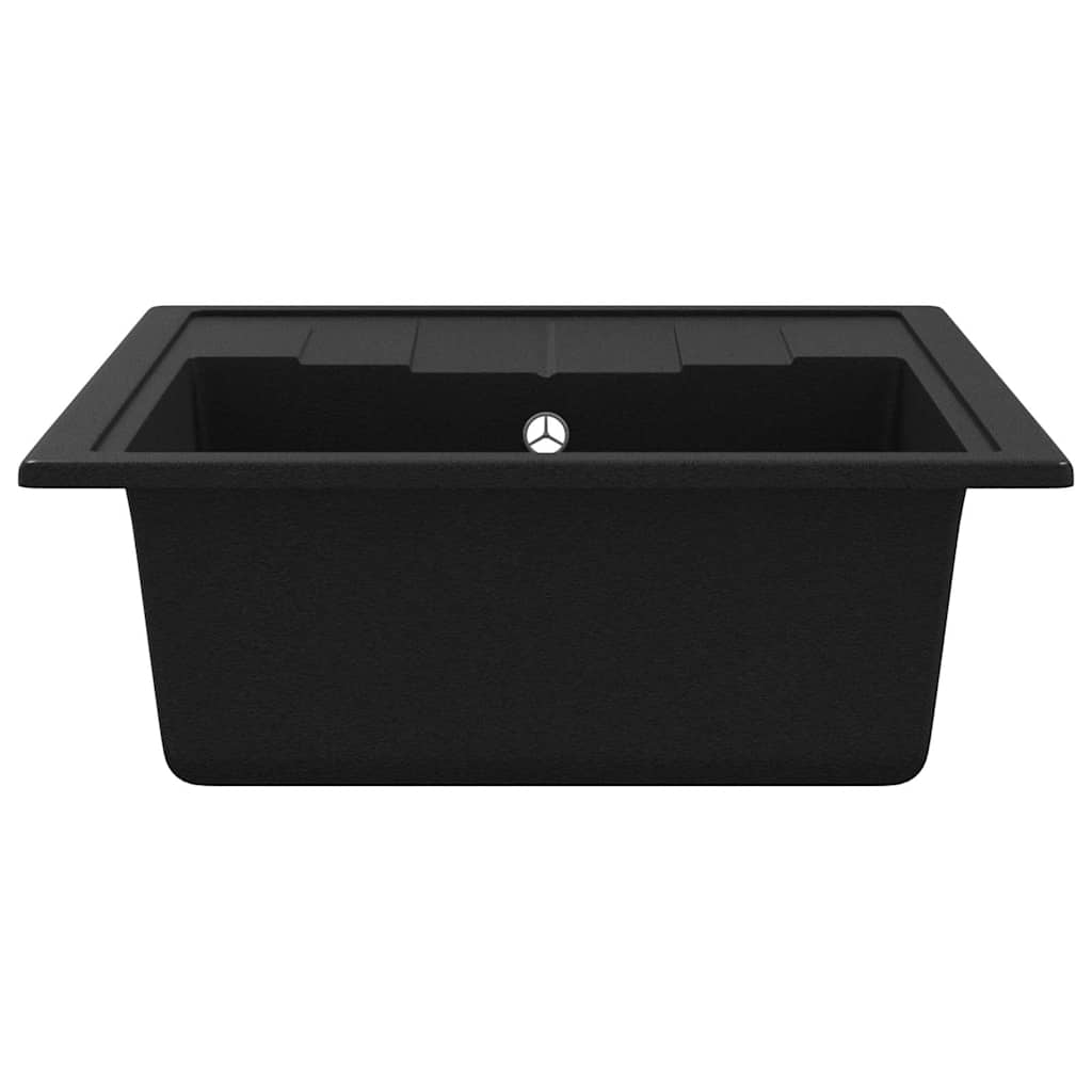 Kitchen Sink with Overflow Hole Oval Granite Black