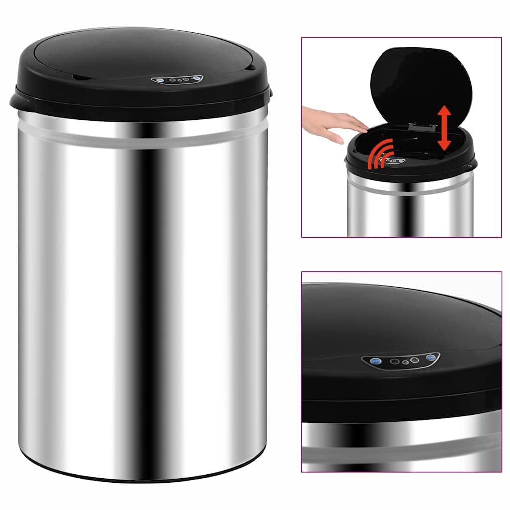 Automatic Sensor Dustbin Stainless Steel Silver 30 l