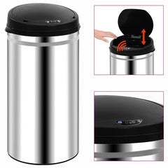 Automatic Sensor Dustbin Stainless Steel Silver 50 l