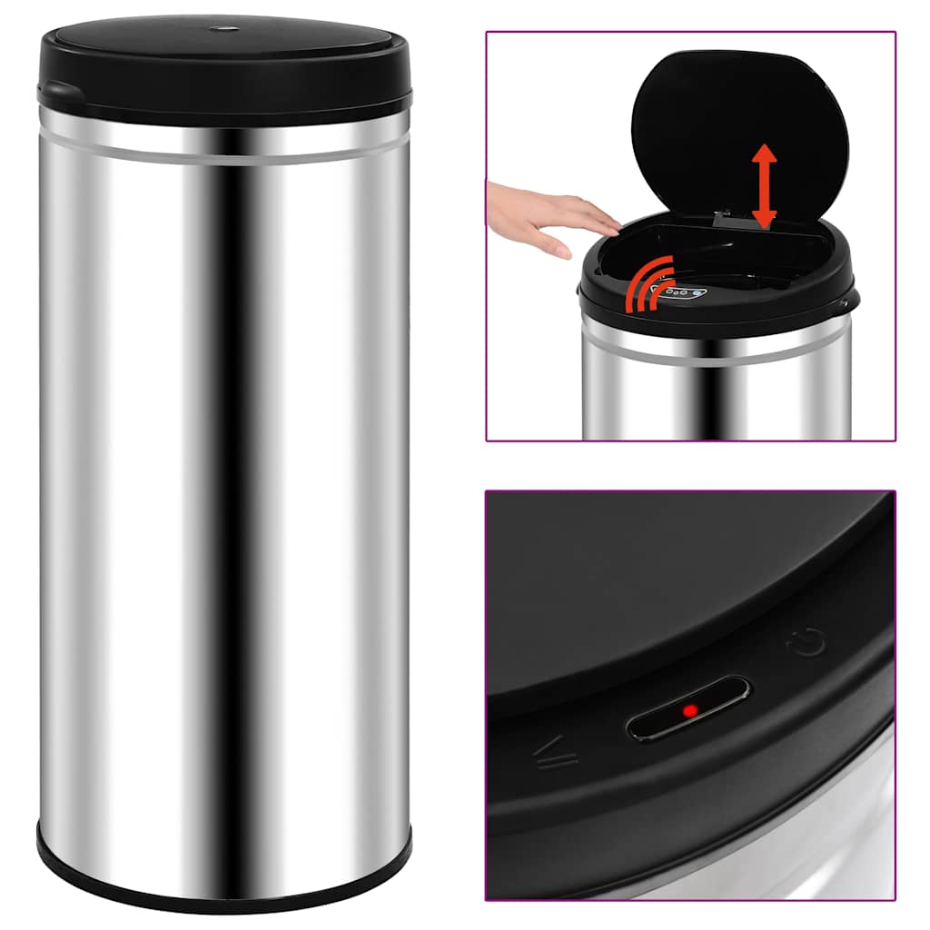 Automatic Sensor Dustbin Stainless Steel Silver 80 l