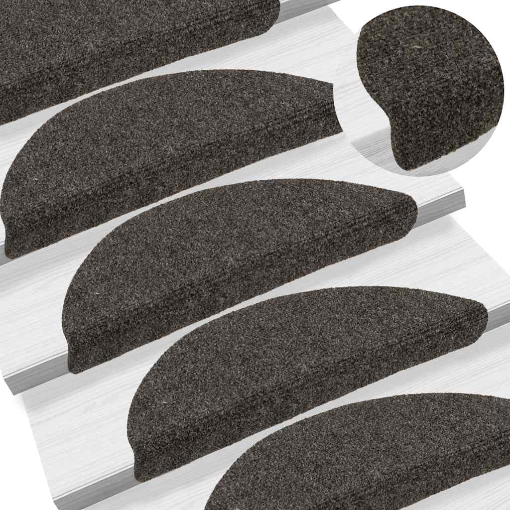 vidaXL Stair Mat | Set of 15 | Anthracite | Needle-Punched Fabric (100% PP) 5