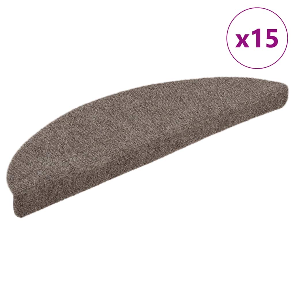 vidaXL Stair Mat | Set of 15 | Cream | Needle-punched fabric (100% PP) | Medium 1