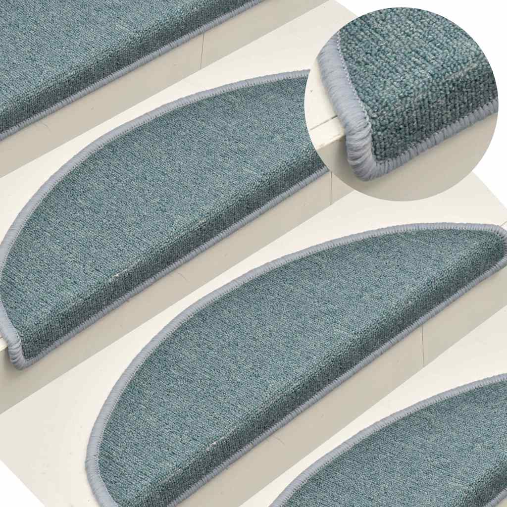Stair Mats Half Round 15 in Sea Blue
