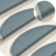 Stair Mats Half Round 15 in Sea Blue