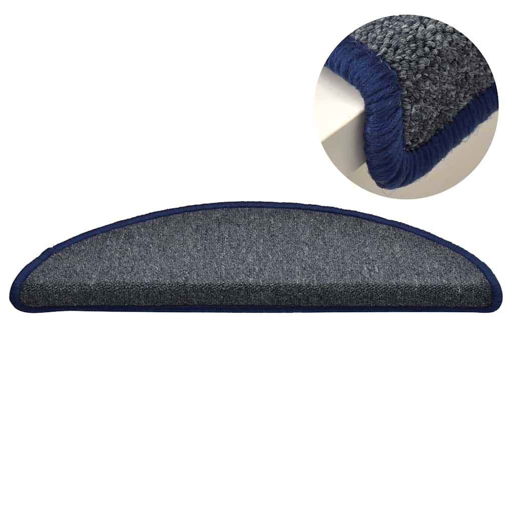 vidaXL Stair mats 15 pcs 56 x 17 x 3 cm Non-Slip Dark Grey and Blue 4