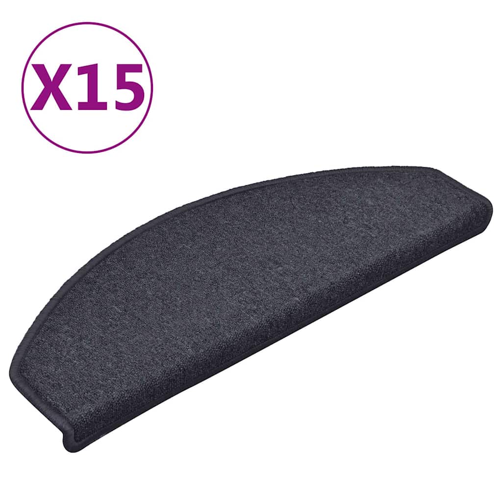 vidaXL Stair mats 15 pcs 65 x 24 x 4 cm Non-Slip Dark Grey and Blue 2