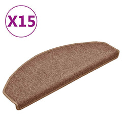 vidaXL Stair mats 15 pcs 65 x 24 x 4 cm Non-Slip Brown 2