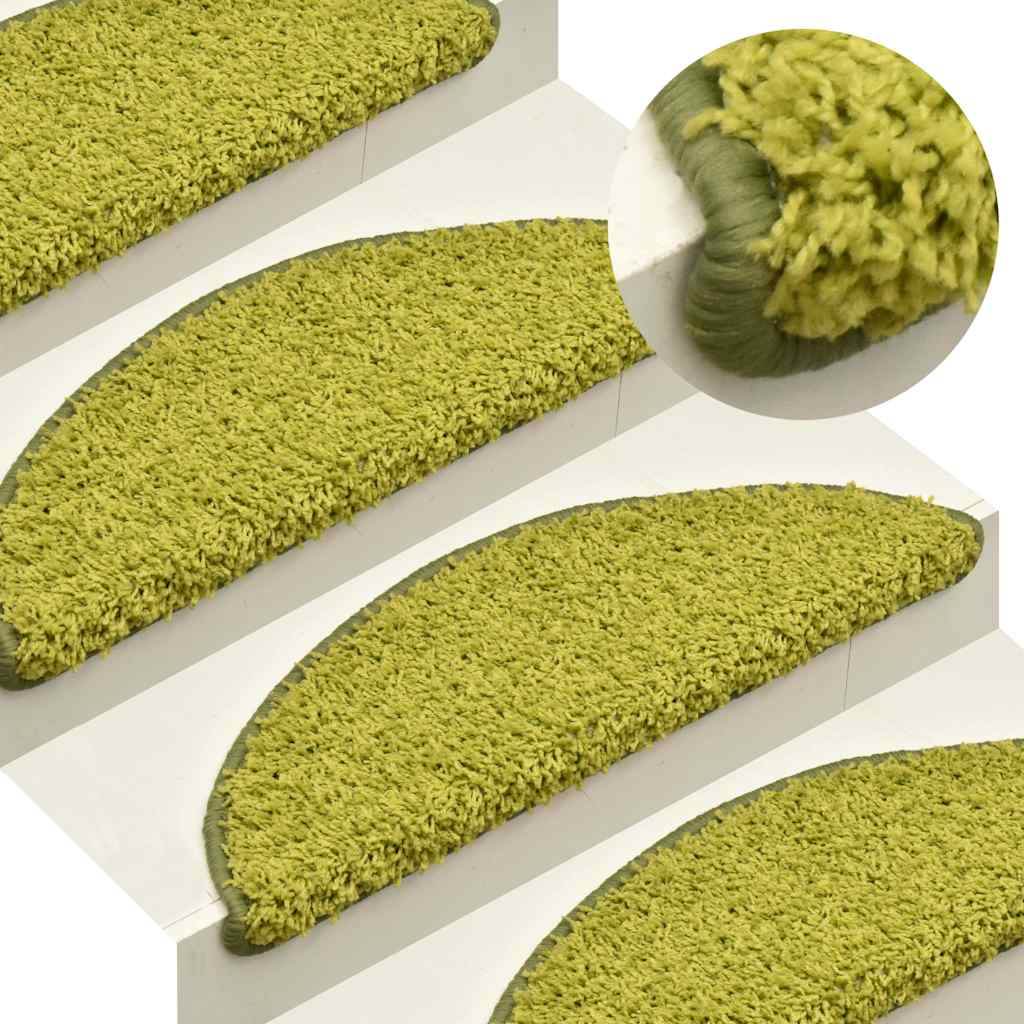 vidaXL Stair Mats 15 pcs 56x17x3 cm Green Half Round 1