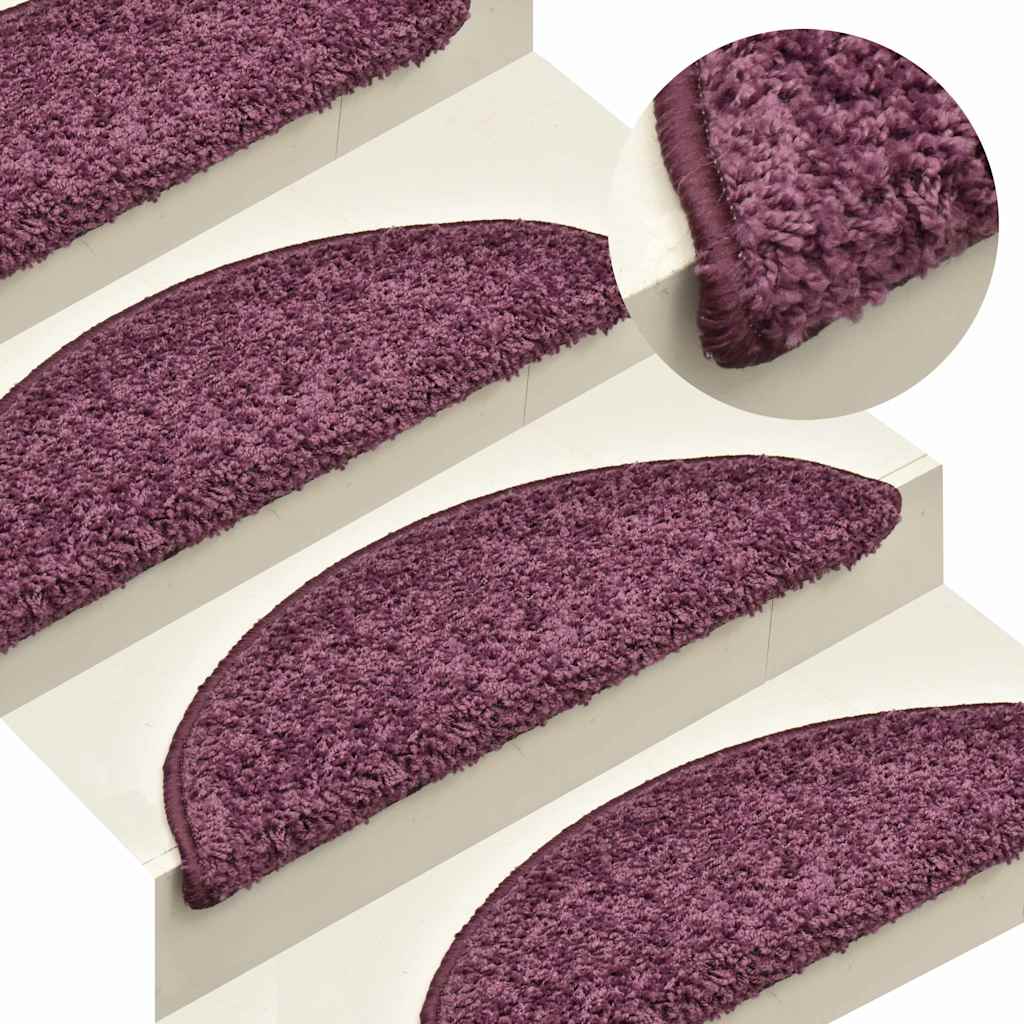 vidaXL Stair Mats 15 pcs 56x17x3 cm Dark Purple Half Round 4