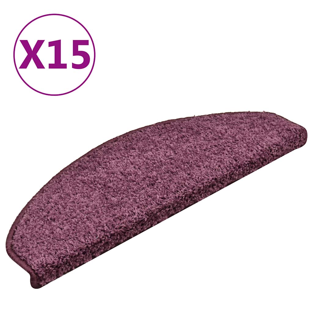 vidaXL Stair Mats 15 pcs 65x21x4 cm Dark Purple Half Round Large 1