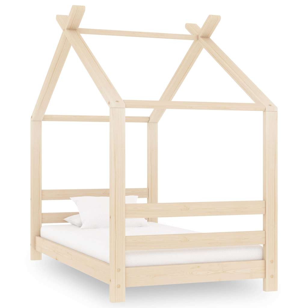 vidaXL Kids Bed Frame | Natural Wood | Solid Pine Wood, Plywood | 70x140 cm 1
