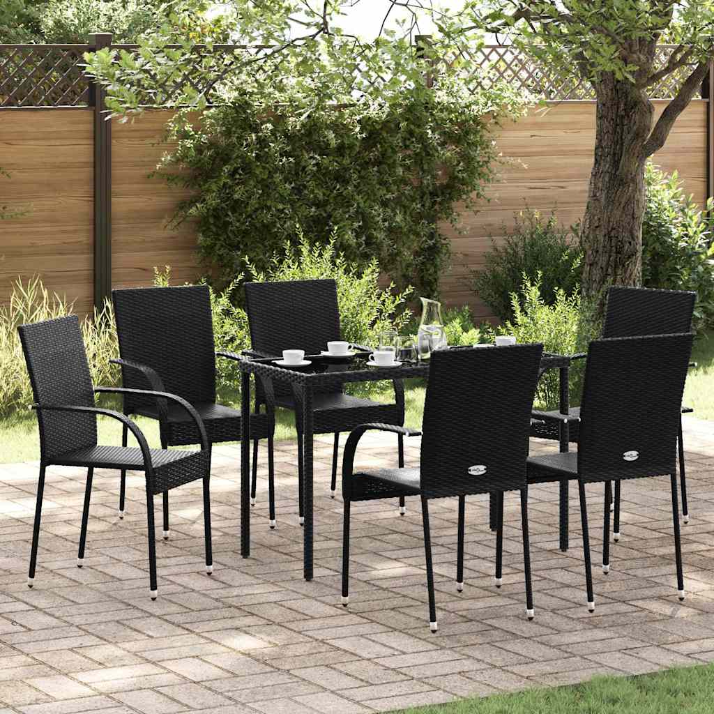 Stackable Outdoor Chairs Poly Rattan Black 6