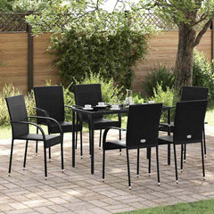 Stackable Outdoor Chairs Poly Rattan Black 6
