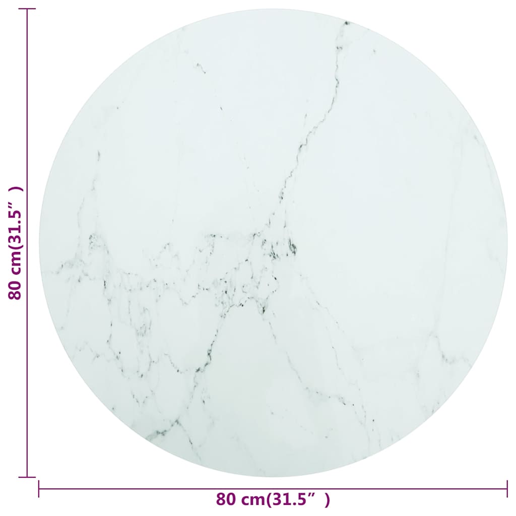 vidaXL Table Top | White | Tempered glass | 80 cm diameter | Durable 4