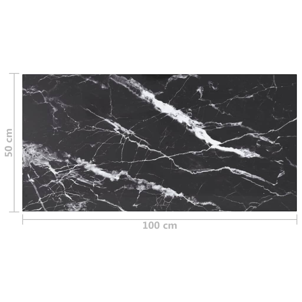 vidaXL Table Top Black 100x50 cm 6mm Tempered Glass with Marble Design 6