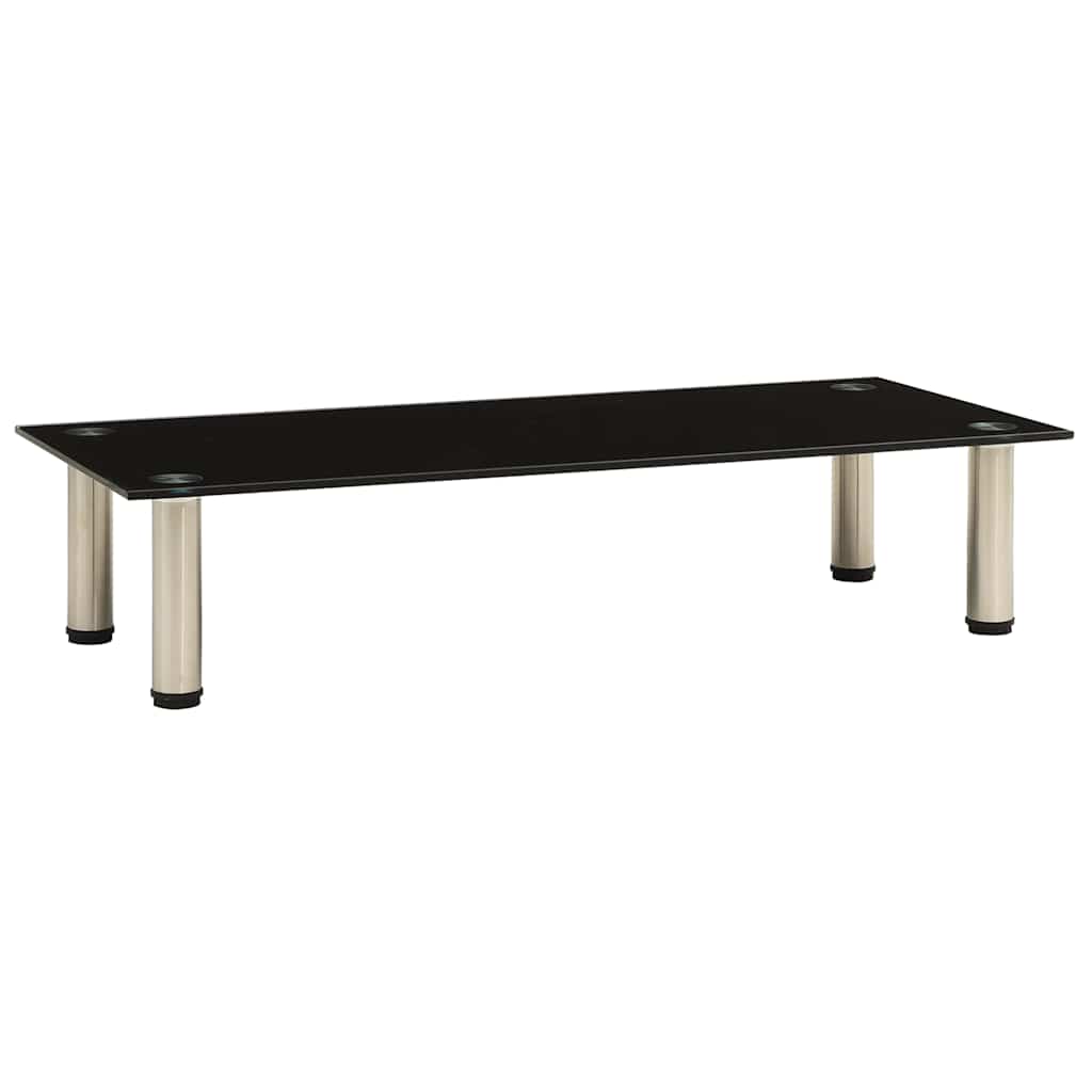 vidaXL Tv Stand | Black | Tempered Glass, Stainless Steel | Medium | Durable 1