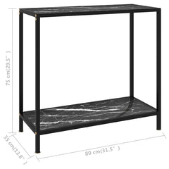 vidaXL Console Table | Black | Tempered glass, powder-coated steel | 80x35x75 cm 6