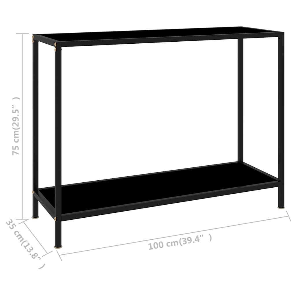 vidaXL Console Table Black 100x35x75 cm Tempered Glass 6