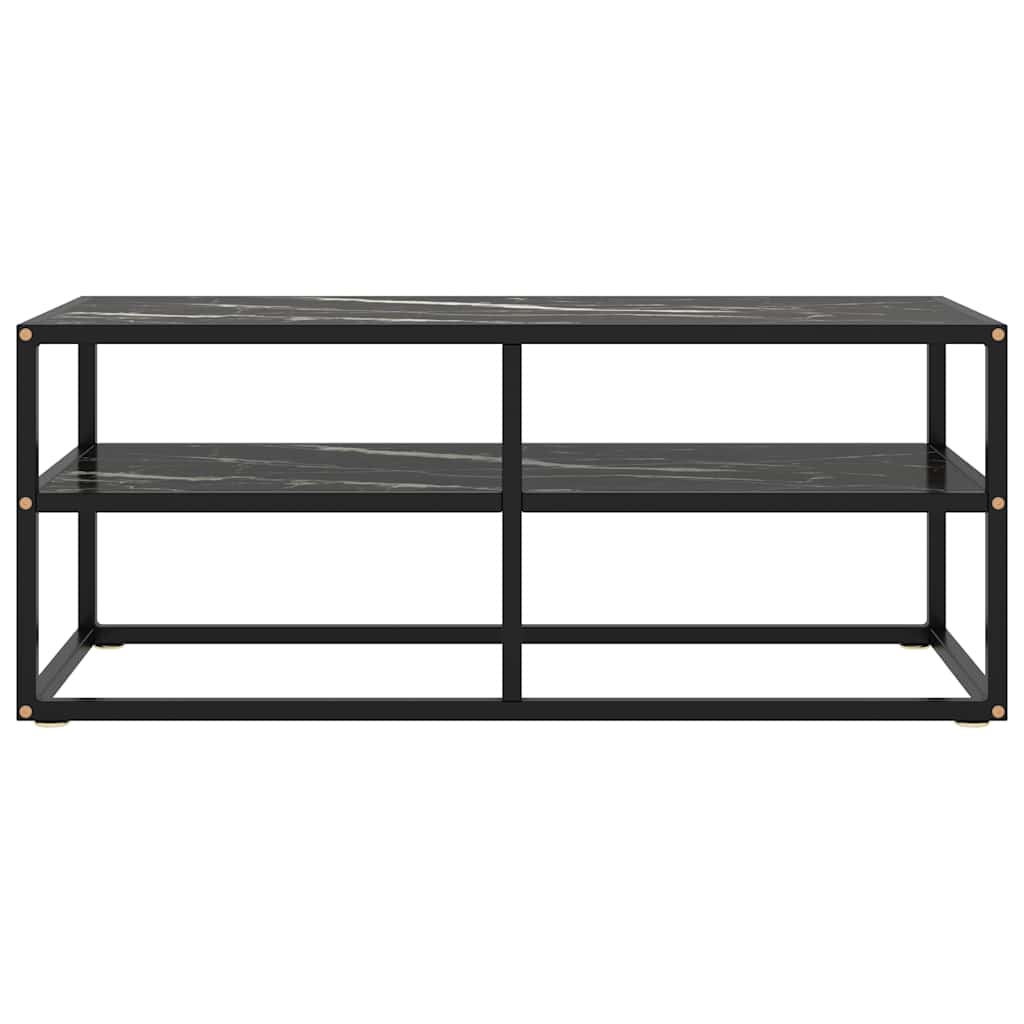 vidaXL Tv Cabinet | Black | Tempered Glass, Powder-Coated Steel | Medium 2