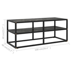 vidaXL Tv Cabinet | Black | Tempered Glass, Powder-Coated Steel | Medium 6