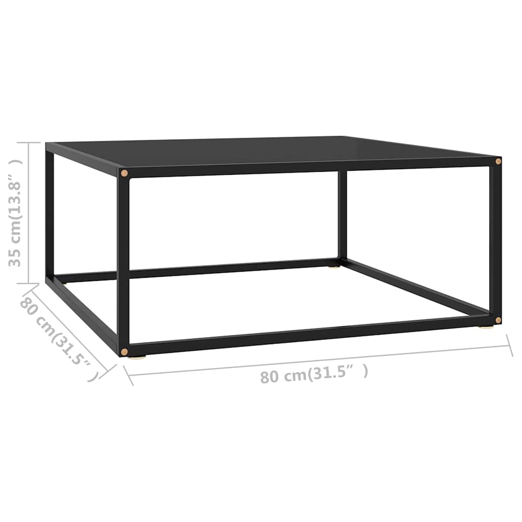 vidaXL Coffee Table Black with Black Glass 80x80x35 cm 5