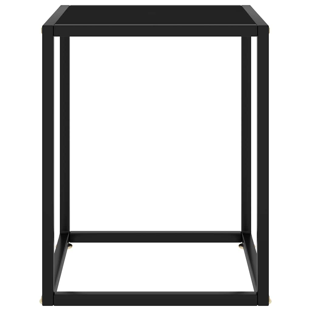 vidaXL Coffee Table Black with Black Glass 40x40x50 cm 2