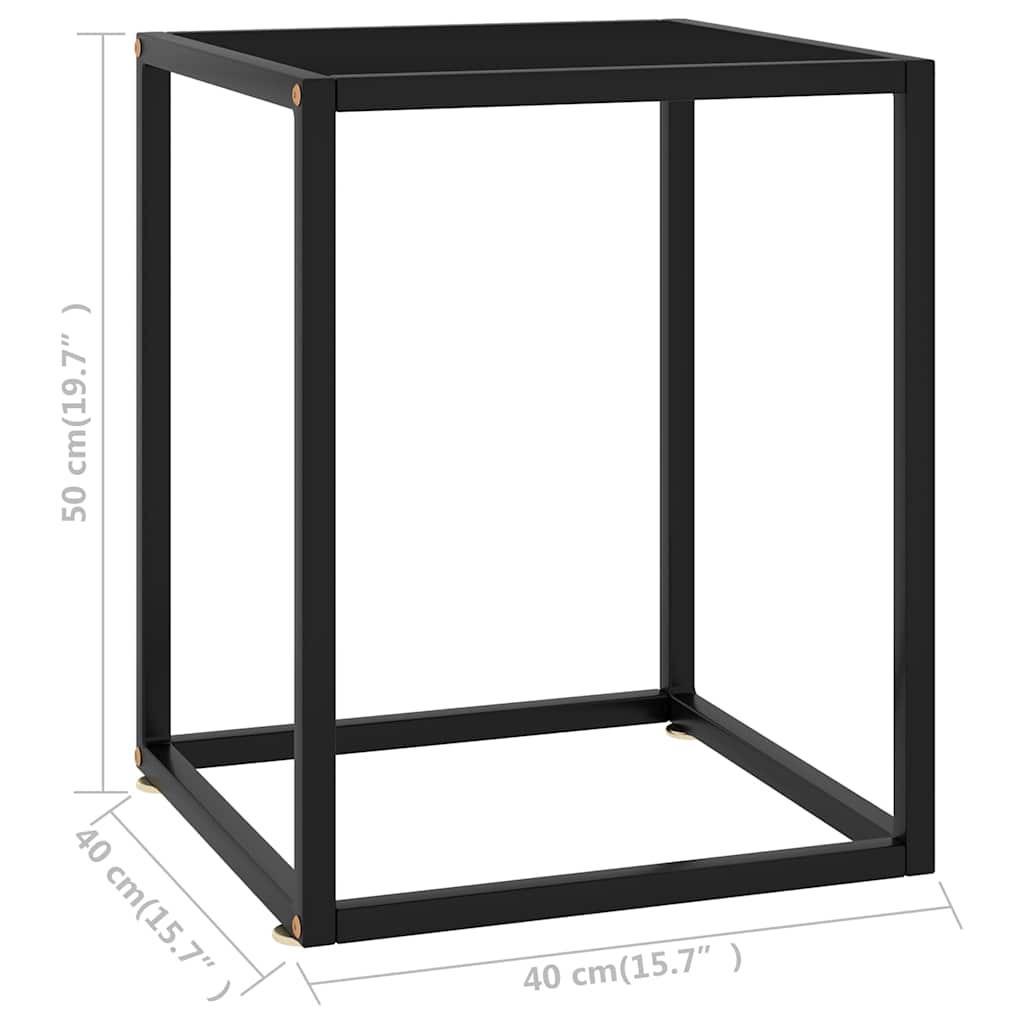 vidaXL Coffee Table Black with Black Glass 40x40x50 cm 5